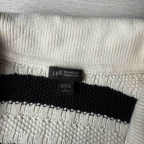 J. Jill Wearever Textured Collared Cardigan Striped Black/Cream size L NWOT - Picture 6 of 6